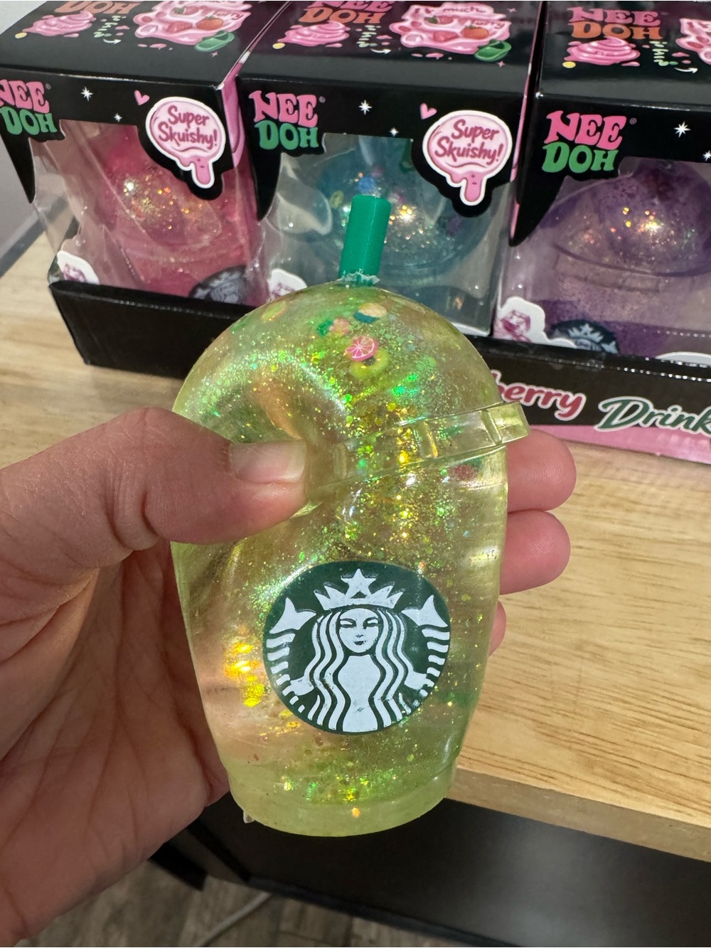 Needoh Starbucks Pink Drink Sugar Squish. Large. Green